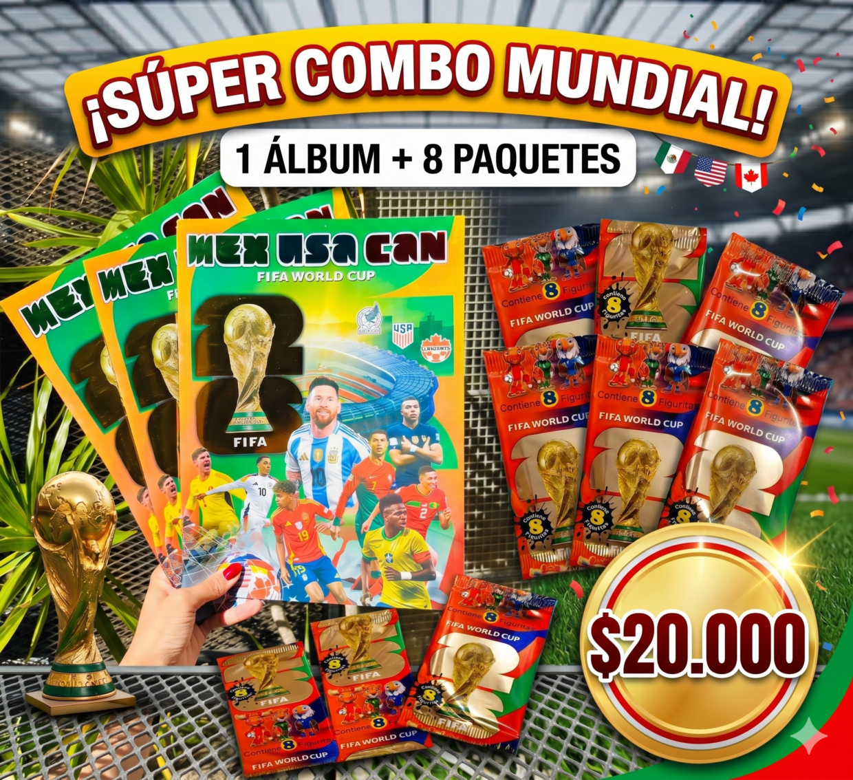 COMBO MUNDIAL 1 ALBUM + 8 PAQ FIGURITAS