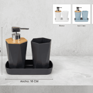 SET ACC BAÑO PLASTICO 3 PIEZAS EN CAJA 3 COL SURT