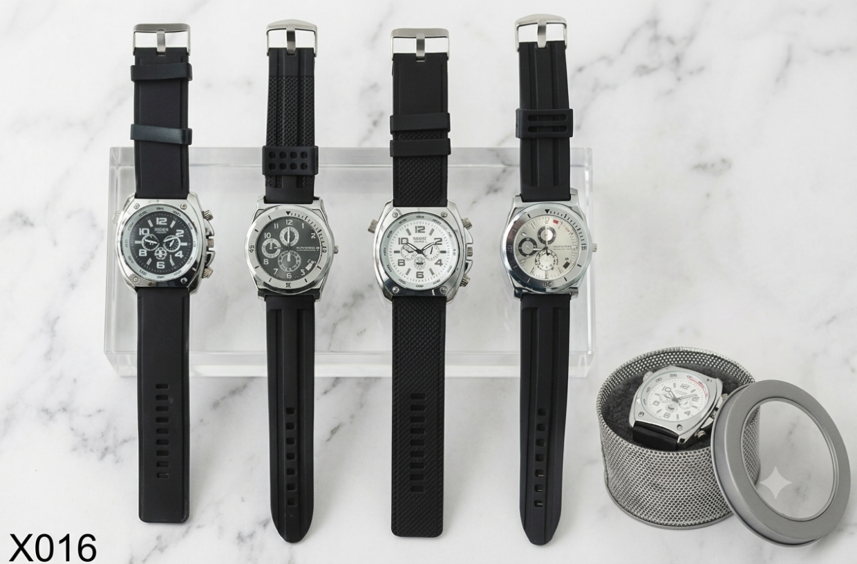 RELOJ PULSERA MALLA GOMA EN LATA MODELOS SURTIDOS