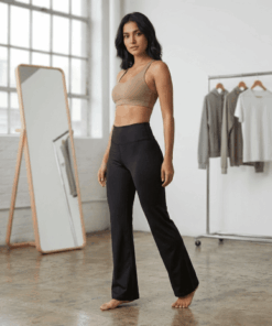 CALZA LYCRA NEGRA RECTA CON FRIZA
