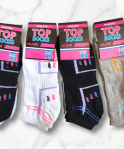 PACK X12 SOQUETE ESTAMPADO "TOP SOCKS" DAMA
