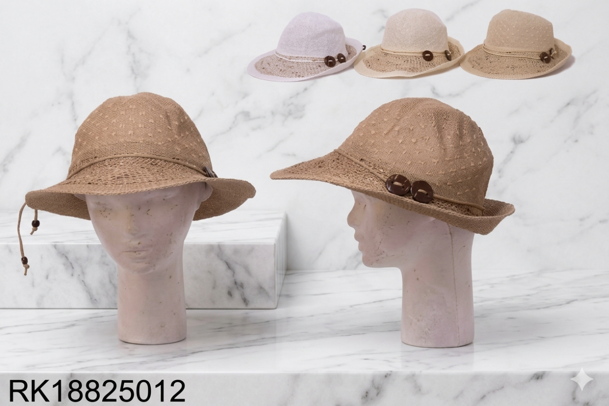 SOMBRERO CAPELINA CORDON Y BOTONES 3 COL