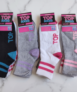 PACK X12 MEDIA 3/4 DOBLE RAYA TOP SOCKS DAMA