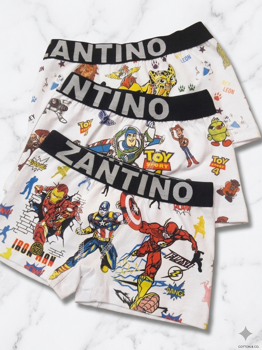 BOXER FONDO BLANCO ESTAMPAS SURTIDAS NIÑO