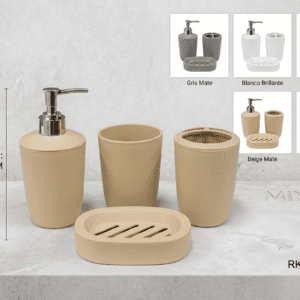 SET ACC BAÑO PLASTICO 4 PIEZAS EN CAJA 5 COL SURT