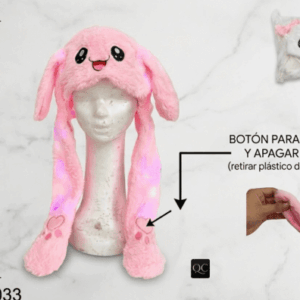 GORRO INFANTIL PELUCHE LEVANTA OREJAS Y LUZ