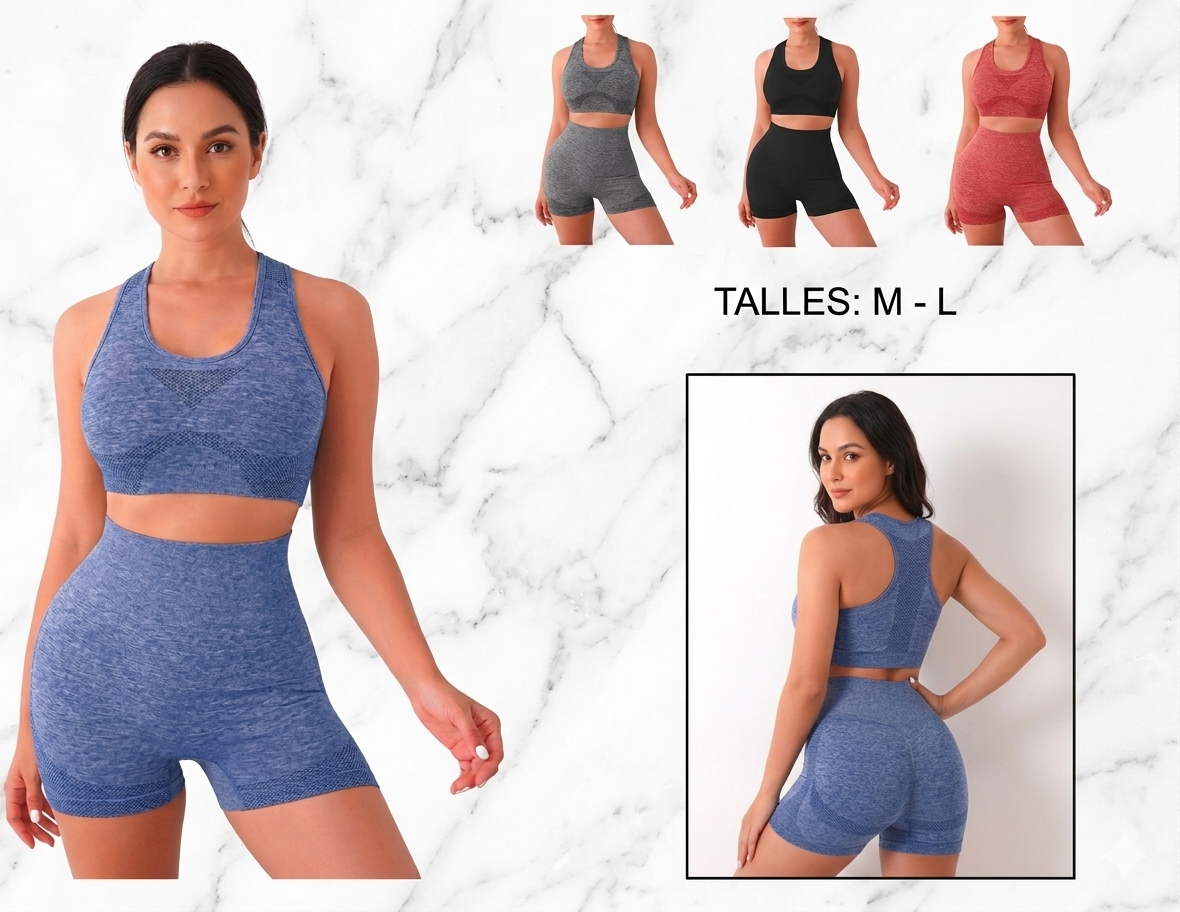 CONJUNTO SHORT PUSH UP + TOP 90% NYLON 10% SPANDEX