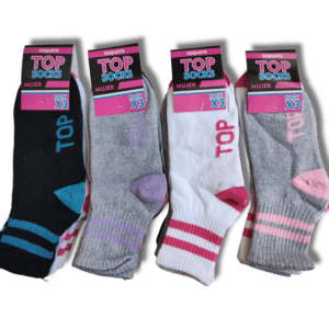 PACK X12 MEDIA 3/4 DOBLE RAYA TOP SOCKS DAMA
