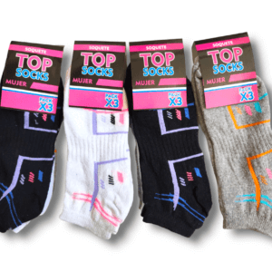 PACK X12 SOQUETE ESTAMPADO "TOP SOCKS" DAMA