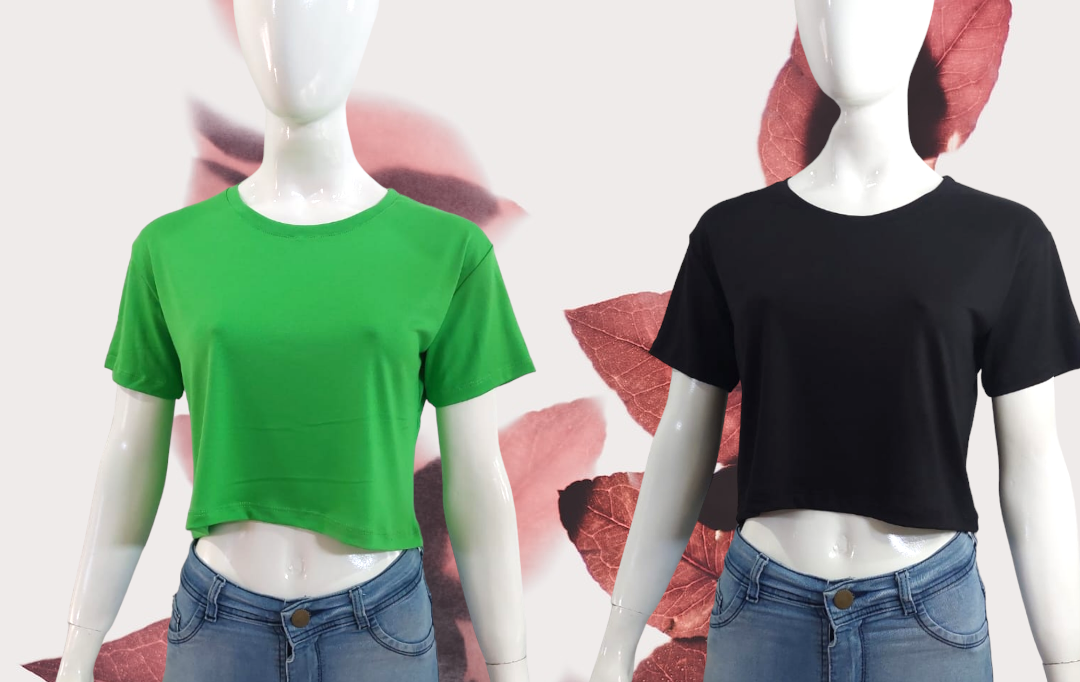 REMERA CORTA DE CREP LISA