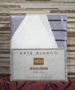 JUEGO DE SABANAS ESTAMPADAS 2 1/2 P "ARTE BLANCO" 180H