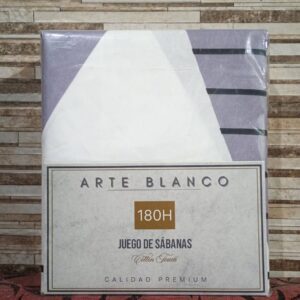 JUEGO DE SABANAS ESTAMPADAS 2 1/2 P "ARTE BLANCO" 180H