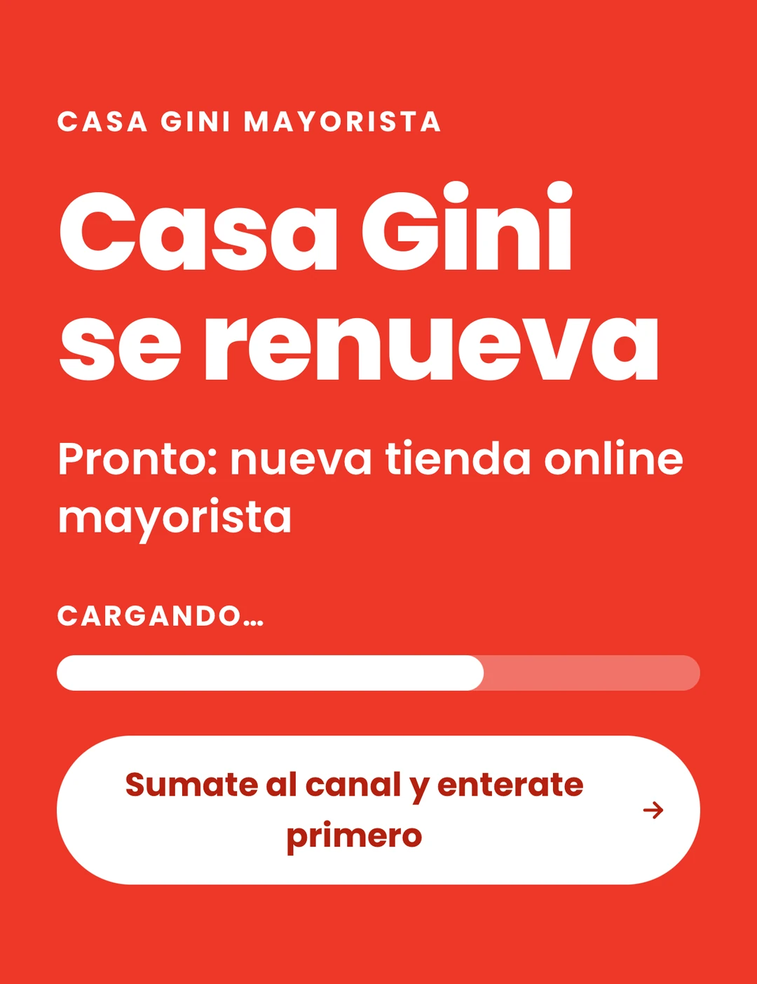 Casa Gini se renueva: pronto nueva tienda online mayorista. Sumate al canal y enterate primero