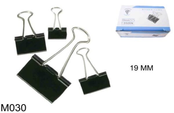 BROCHES BINDER CLIP 19 MM X 12 UNIDADES